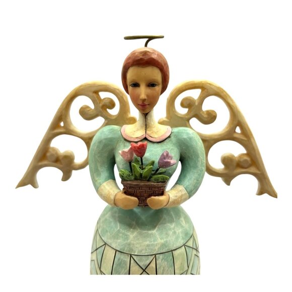 Jim Shore Heartwood Creek Friendship Angel Figurine Scroll Wings Tulips 4014037 - Picture 7 of 11